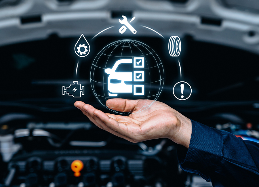 Hand of mechanic holding car service and checking, Customer service guarantee concept