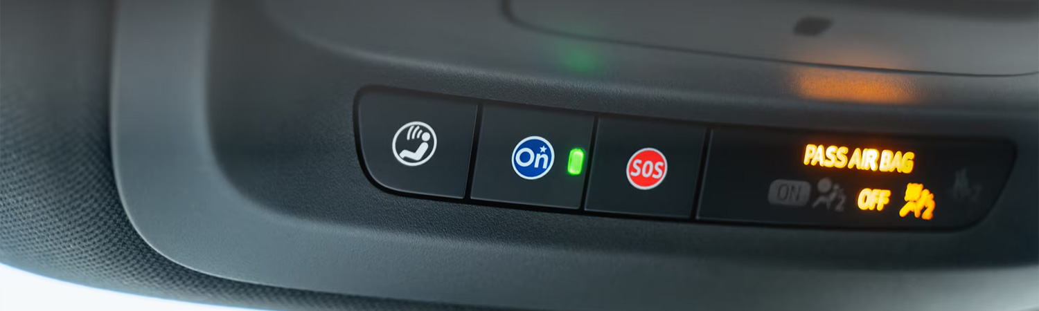 Up close shot of the OnStar system active