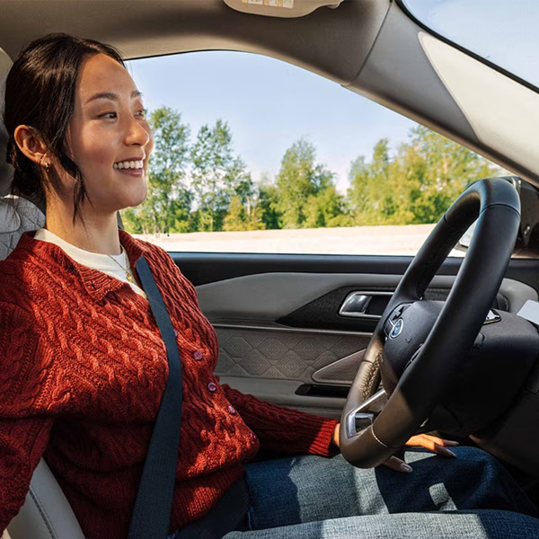 Person driving a ford.