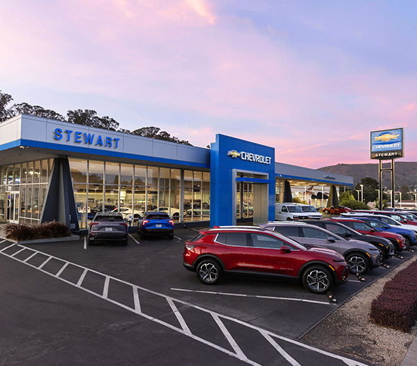 Dealership employee smiling shaking hands with satisfied customer.